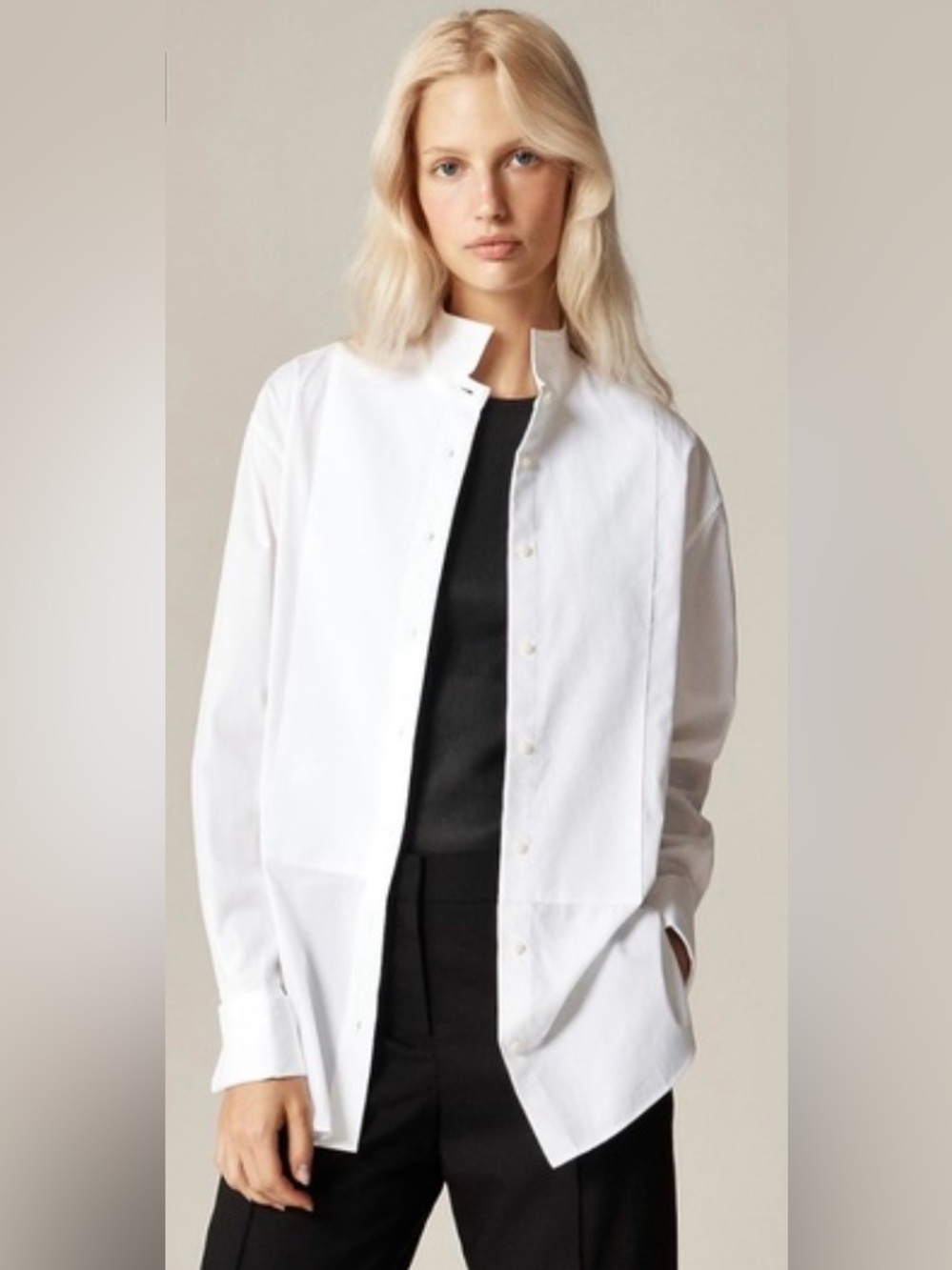 NWT Alex Eagle X J.Crew Tuxedo Shirt White Size 4 Cotton Preppy Office Casual